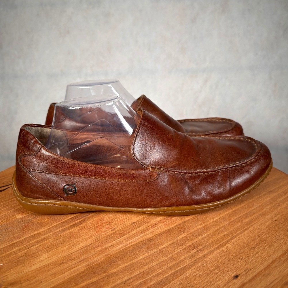 Born Loafers Mens 10.5 Brown Good Leather Slip On Moc Toe H30916 Handcrafted - Picture 5 of 15